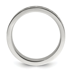 Stainless Steel Brushed Enameled Swirl Design 7mm Band