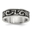 Black Enamel Swirl Wedding Band in Stainless Steel, 7mm Adjustable - Sophia Jewelers