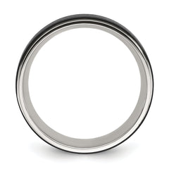 Stainless Steel Polished with Black IP-plated Brushed Center 8mm Band