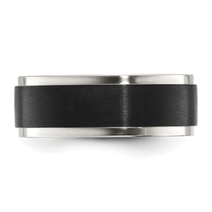 Stainless Steel Polished with Black IP-plated Brushed Center 8mm Band