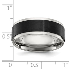 Stainless Steel Polished with Black IP-plated Brushed Center 8mm Band