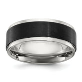 Stainless Steel Polished with Black IP-plated Brushed Center 8mm Band