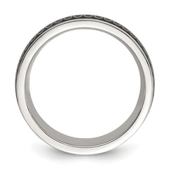 Stainless Steel Polished Black IP-plated Swirl Pattern 8mm Band