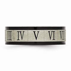 Stainless Steel Black IP-Plated Roman Numerals Engravable Wedding Band