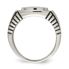 Stainless Steel Polished with CZ Signet Ring
