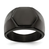 Stainless Steel Polished Black IP-plated Signet Ring