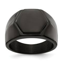 Stainless Steel Polished Black IP-plated Signet Ring