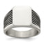 Stainless Steel Polished with Black Enamel Signet Ring