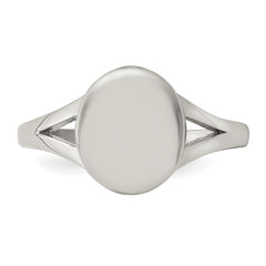 Stainless Steel Polished Oval Disc Ring