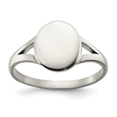 Stainless Steel Polished Oval Disc Ring
