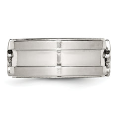 Stainless Steel Brushed and Polished Fleur de lis 10mm Band