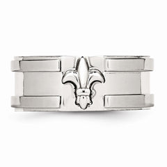 Sophia Jewelers Stainless Steel Fleur de Lis Engravable Wedding Band