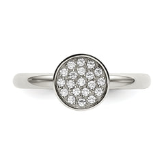 Stainless Steel Polished with CZ Circle Ring