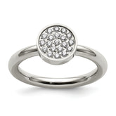 Stainless Steel Polished with CZ Circle Ring