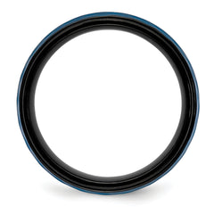 Stainless Steel Brushed and Polished Black and Blue IP-plated 8mm Band