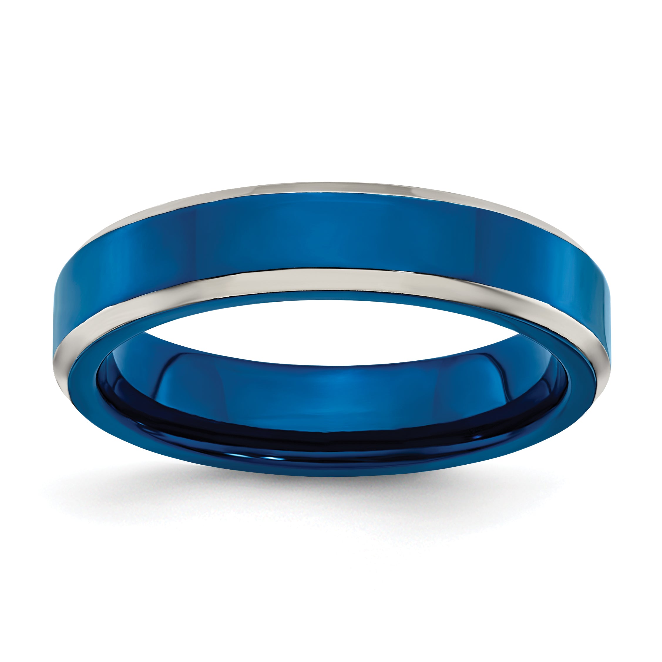 Stainless Steel Polished Blue IP-plated 5mm Band