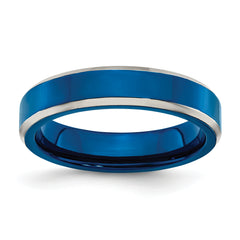 Stainless Steel Polished Blue IP-plated 5mm Band