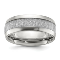 Stainless Steel Polished Glitter Paper Inlay Center 8mm Band