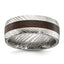 Damascus Steel Polished with Ebony Wood Inlay 8mm Band
