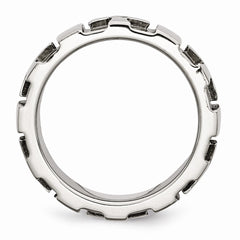 Stainless Steel Wedding Band with Diamond, Polished & Brushed Finish, Engravable