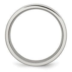 StainleSterling Silver Steel Polished 6mm Flat Band