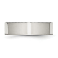 StainleSterling Silver Steel Polished 6mm Flat Band