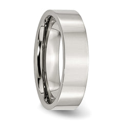 StainleSterling Silver Steel Polished 6mm Flat Band