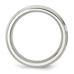 StainleSterling Silver Steel Polished with Satin Center 6mm Grooved Edge Band