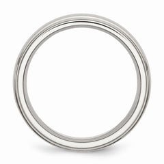 Sophia Jewelers Stainless Steel 7mm Ridged Brushed Polished Engravable Wedding Band