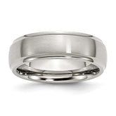 Sophia Jewelers Stainless Steel 7mm Ridged Brushed Polished Engravable Wedding Band