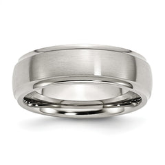 Sophia Jewelers Stainless Steel 7mm Ridged Brushed Polished Engravable Wedding Band