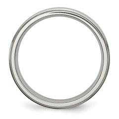 StainleSterling Silver Steel Brushed and Polished 6mm Grooved Edge Band