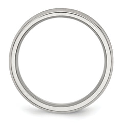StainleSterling Silver Steel Concave Beveled Edge 6mm Brushed/Polished Band