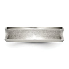 StainleSterling Silver Steel Concave Beveled Edge 6mm Brushed/Polished Band