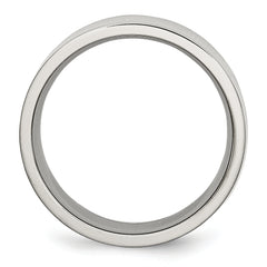 StainleSterling Silver Steel Polished 8mm Flat Band
