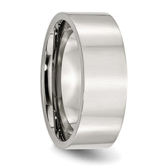 StainleSterling Silver Steel Polished 8mm Flat Band