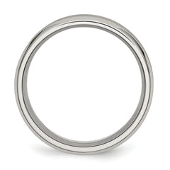 StainleSterling Silver Steel Brushed Concave 8mm Beveled Edge Band