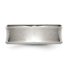 StainleSterling Silver Steel Brushed Concave 8mm Beveled Edge Band