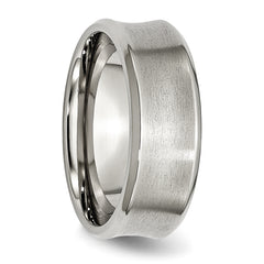 StainleSterling Silver Steel Brushed Concave 8mm Beveled Edge Band