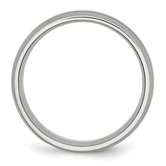StainleSterling Silver Steel Polished with Brushed Edge 8mm Grooved Band