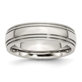Sophia Jewelers Stainless Steel Polished Wedding Band with Grooved Beaded Edge