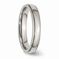 Sophia Jewelers Stainless Steel Wedding Band with Grooved Beaded Edge