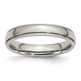 Stainless Steel Polished 4mm Grooved and Beaded Band