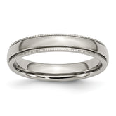 Sophia Jewelers Stainless Steel Wedding Band with Grooved Beaded Edge