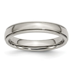 Sophia Jewelers Stainless Steel Wedding Band with Grooved Beaded Edge