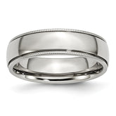 Sophia Jewelers Polished Stainless Steel Grooved Comfort Fit Wedding Band