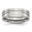 Grooved Wedding Band in Stainless Steel, 6mm