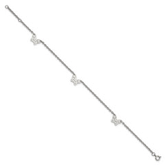 Chisel Stainless Steel Polished with Butterfly Charms 9.5 inch Anklet Plus 1 inch Extension