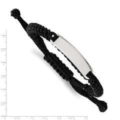 Chisel Stainless Steel Polished Black Fabric Adjustable ID Bracelet - 7 to 13