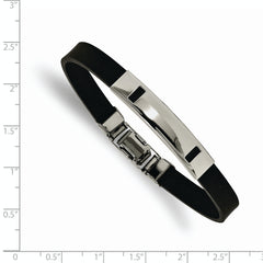 Stainless Steel Black Rubber 8.5in Bracelet